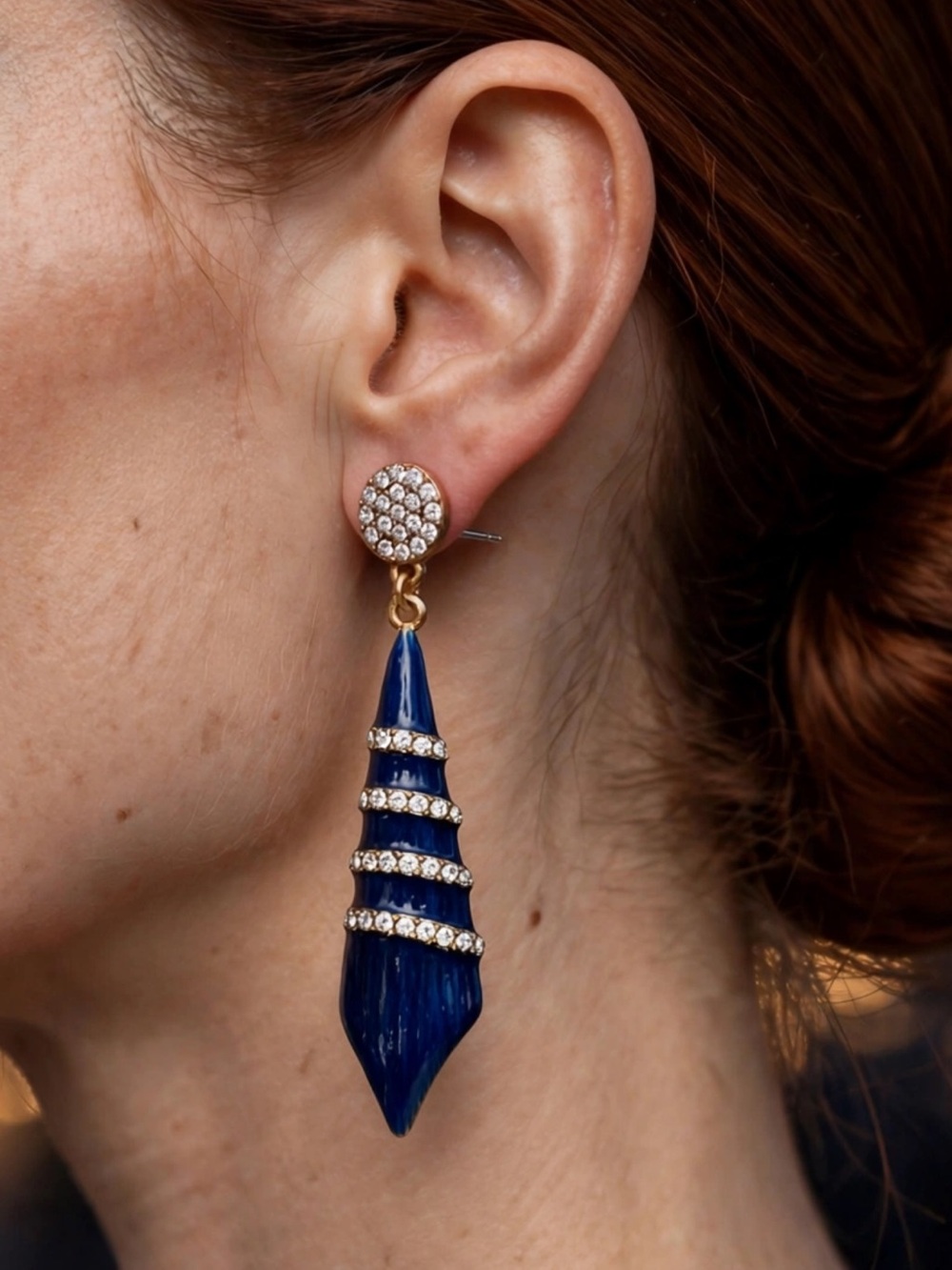 New Amimi Blue Enamel Dangle Earrings | Crystal S925 PostE123